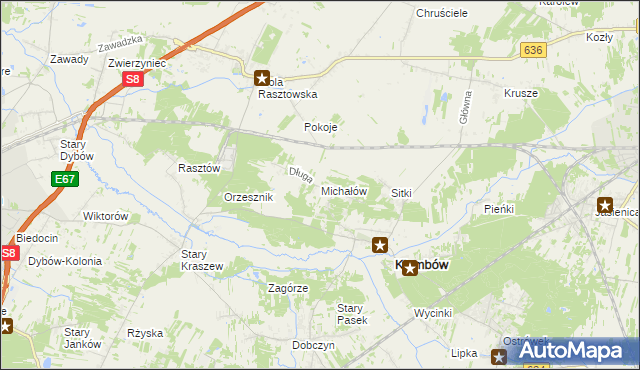 mapa Michałów gmina Klembów, Michałów gmina Klembów na mapie Targeo