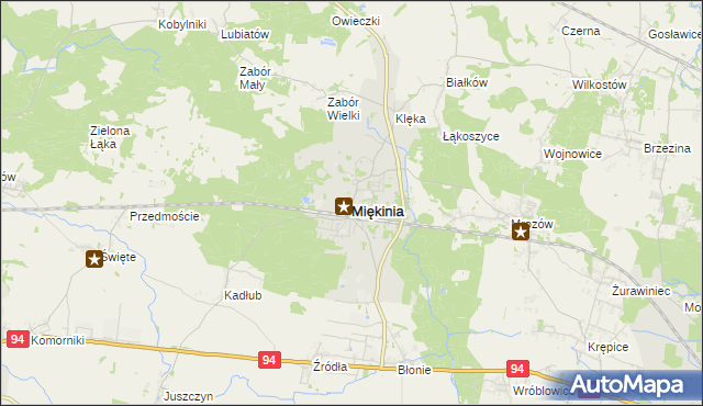mapa Miękinia powiat średzki, Miękinia powiat średzki na mapie Targeo