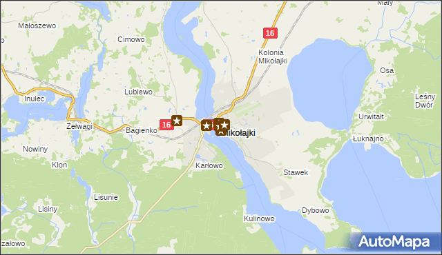 mapa Mikołajki powiat mrągowski, Mikołajki powiat mrągowski na mapie Targeo