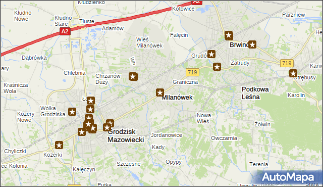 mapa Milanówek, Milanówek na mapie Targeo