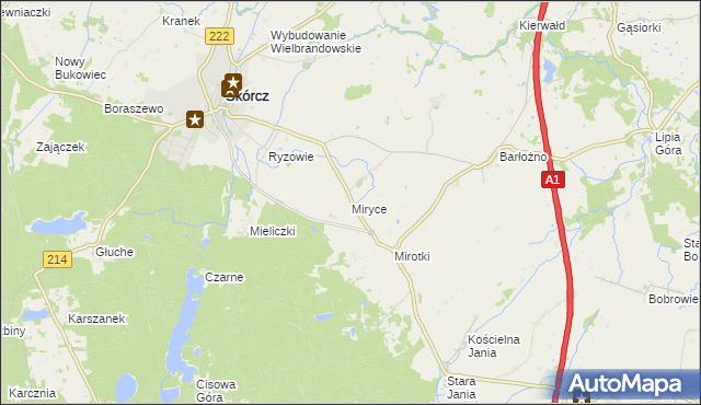 mapa Miryce, Miryce na mapie Targeo