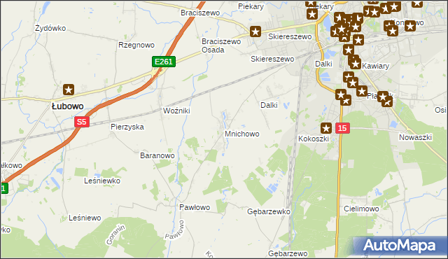 mapa Mnichowo gmina Gniezno, Mnichowo gmina Gniezno na mapie Targeo