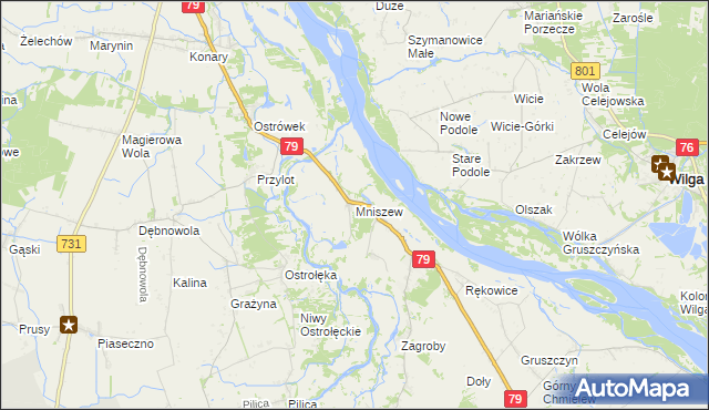 mapa Mniszew gmina Magnuszew, Mniszew gmina Magnuszew na mapie Targeo