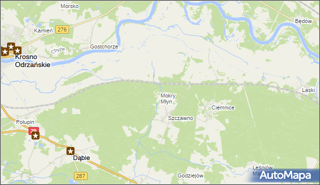 mapa Mokry Młyn, Mokry Młyn na mapie Targeo