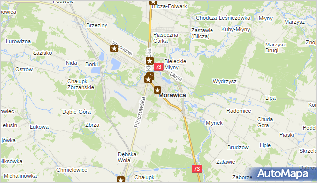 mapa Morawica powiat kielecki, Morawica powiat kielecki na mapie Targeo