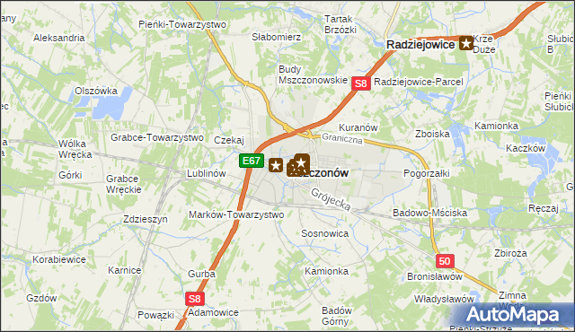 mapa Mszczonów, Mszczonów na mapie Targeo