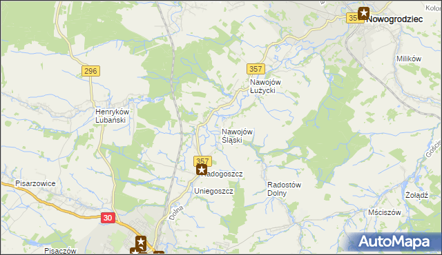 mapa Nawojów Śląski, Nawojów Śląski na mapie Targeo