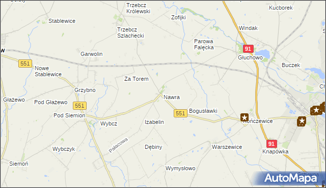 mapa Nawra gmina Chełmża, Nawra gmina Chełmża na mapie Targeo