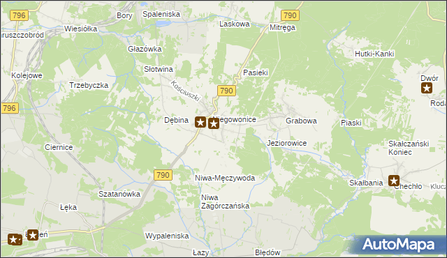 mapa Niegowoniczki, Niegowoniczki na mapie Targeo