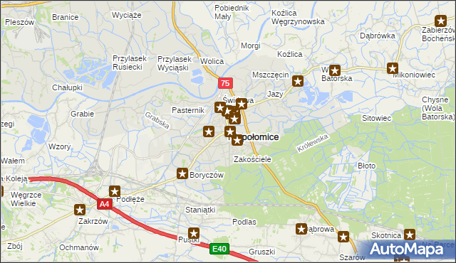 mapa Niepołomice, Niepołomice na mapie Targeo