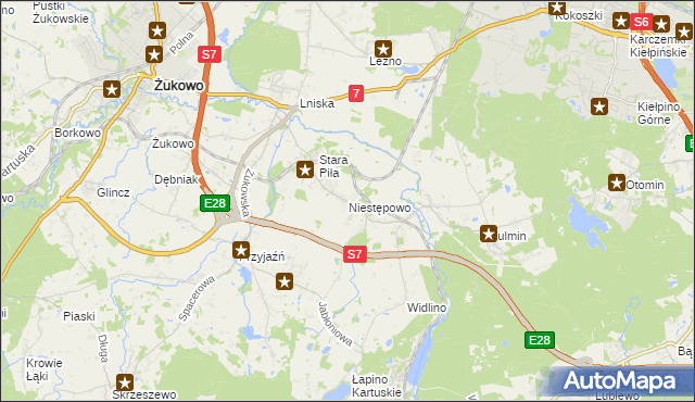 mapa Niestępowo, Niestępowo na mapie Targeo