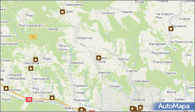 mapa Nowa Góra gmina Krzeszowice, Nowa Góra gmina Krzeszowice na mapie Targeo