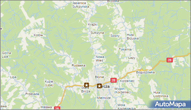 mapa Nowa Wieś gmina Bircza, Nowa Wieś gmina Bircza na mapie Targeo
