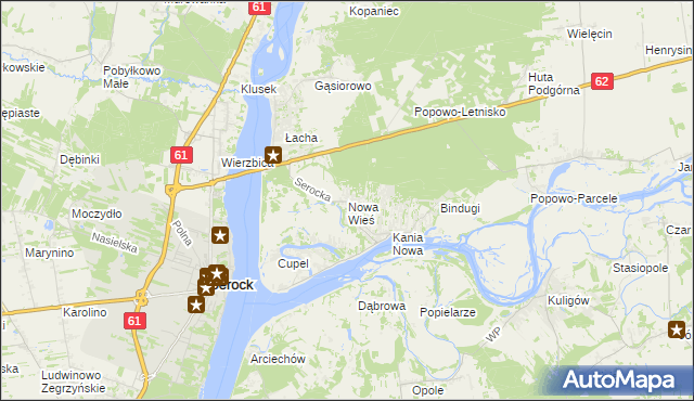 mapa Nowa Wieś gmina Serock, Nowa Wieś gmina Serock na mapie Targeo