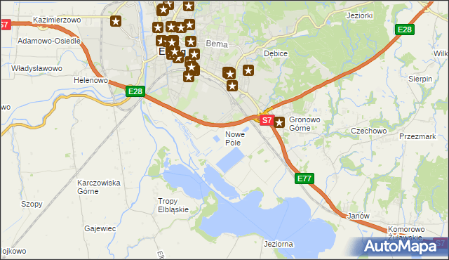 mapa Nowe Pole gmina Elbląg, Nowe Pole gmina Elbląg na mapie Targeo