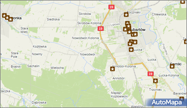 mapa Nowodwór-Piaski, Nowodwór-Piaski na mapie Targeo
