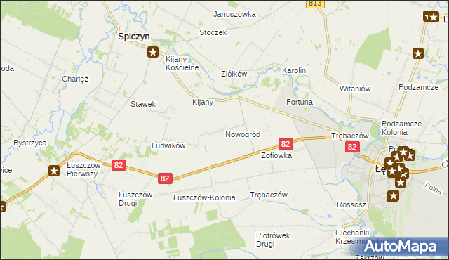 mapa Nowogród gmina Łęczna, Nowogród gmina Łęczna na mapie Targeo