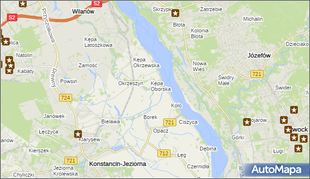 mapa Obórki gmina Konstancin-Jeziorna, Obórki gmina Konstancin-Jeziorna na mapie Targeo