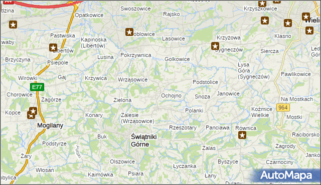 mapa Ochojno, Ochojno na mapie Targeo