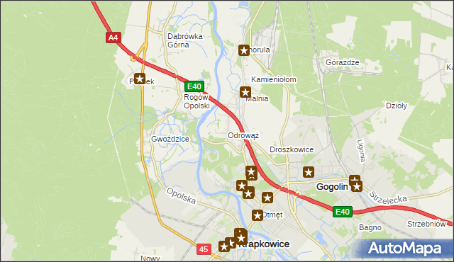 mapa Odrowąż gmina Gogolin, Odrowąż gmina Gogolin na mapie Targeo