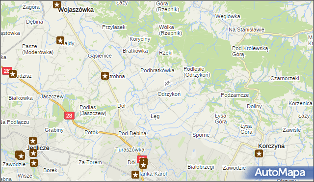 mapa Odrzykoń, Odrzykoń na mapie Targeo