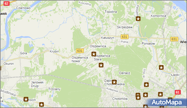 mapa Olszewnica Stara, Olszewnica Stara na mapie Targeo