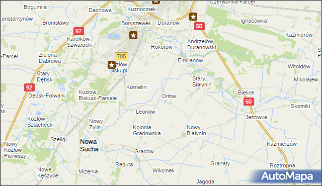 mapa Orłów gmina Nowa Sucha, Orłów gmina Nowa Sucha na mapie Targeo