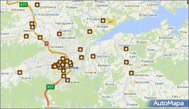 mapa Osieczany, Osieczany na mapie Targeo