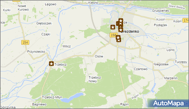 mapa Osów gmina Drezdenko, Osów gmina Drezdenko na mapie Targeo