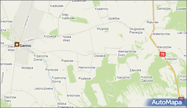 mapa Osówka gmina Sienno, Osówka gmina Sienno na mapie Targeo