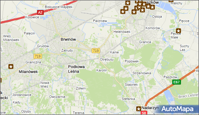 mapa Otrębusy, Otrębusy na mapie Targeo