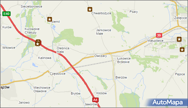 mapa Owczary gmina Oława, Owczary gmina Oława na mapie Targeo