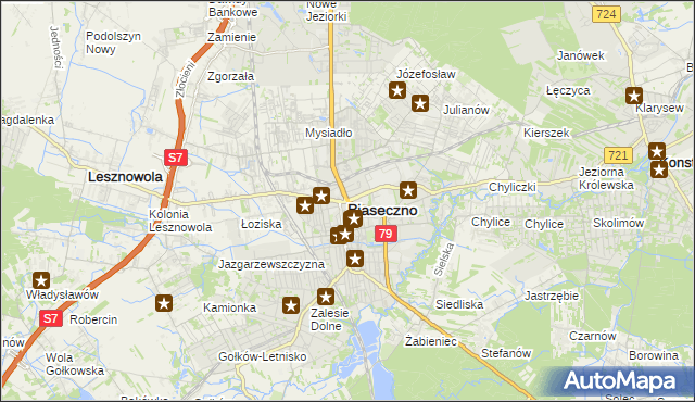 mapa Piaseczno, Piaseczno na mapie Targeo
