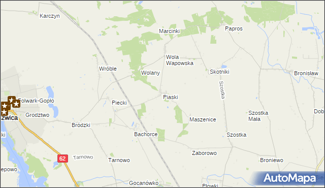 mapa Piaski gmina Kruszwica, Piaski gmina Kruszwica na mapie Targeo