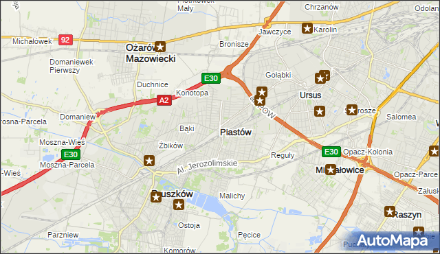 mapa Piastów powiat pruszkowski, Piastów powiat pruszkowski na mapie Targeo