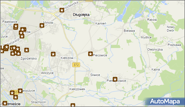 mapa Piecowice, Piecowice na mapie Targeo