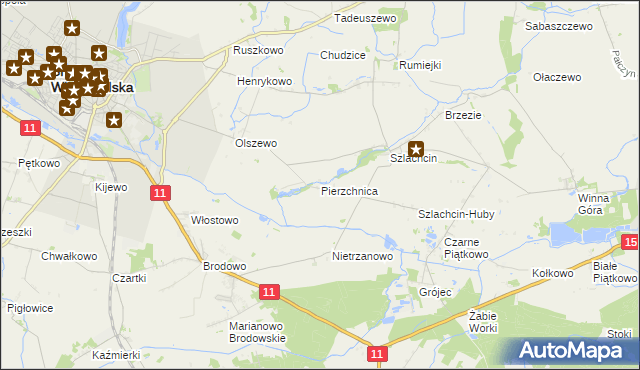 mapa Pierzchnica gmina Środa Wielkopolska, Pierzchnica gmina Środa Wielkopolska na mapie Targeo