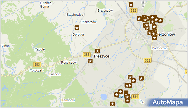 mapa Pieszyce, Pieszyce na mapie Targeo