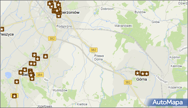 mapa Piława Dolna, Piława Dolna na mapie Targeo
