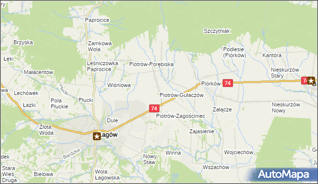 mapa Piotrów-Gułaczów, Piotrów-Gułaczów na mapie Targeo