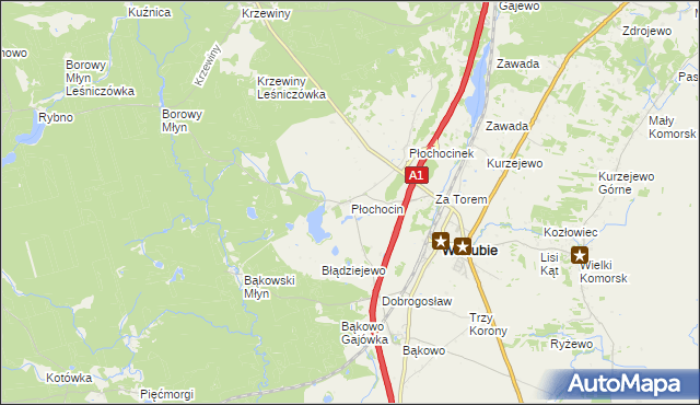 mapa Płochocin gmina Warlubie, Płochocin gmina Warlubie na mapie Targeo