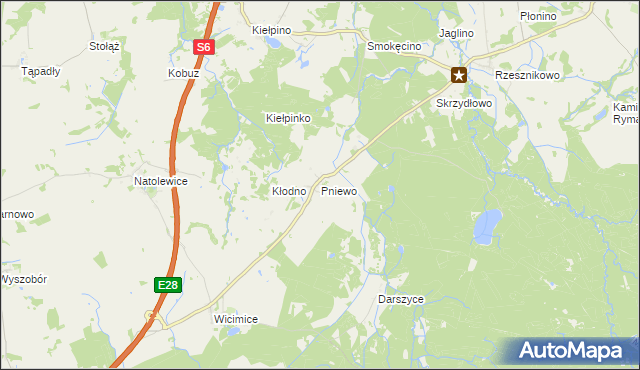 mapa Pniewo gmina Płoty, Pniewo gmina Płoty na mapie Targeo