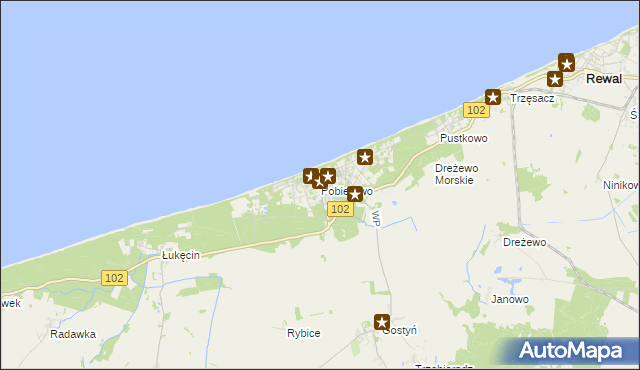 mapa Pobierowo, Pobierowo na mapie Targeo