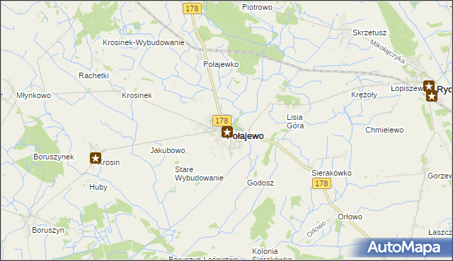 mapa Połajewo powiat czarnkowsko-trzcianecki, Połajewo powiat czarnkowsko-trzcianecki na mapie Targeo