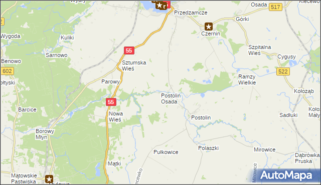 mapa Postolin Osada, Postolin Osada na mapie Targeo