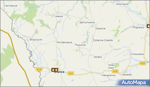 mapa Posucice, Posucice na mapie Targeo