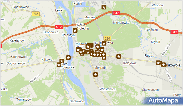 mapa Puław, Puławy na mapie Targeo