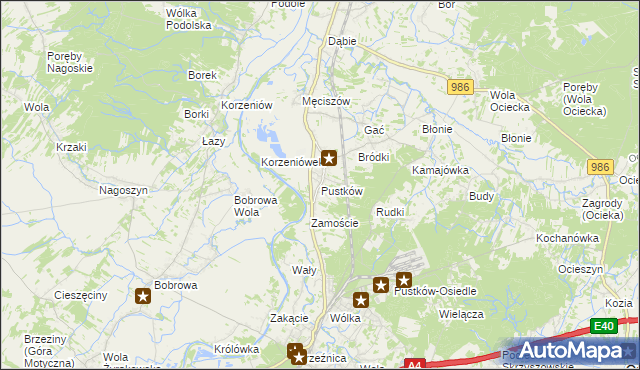 mapa Pustków gmina Dębica, Pustków gmina Dębica na mapie Targeo
