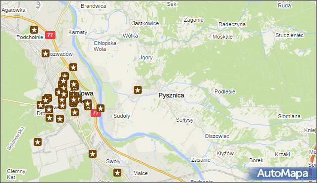 mapa Pysznica, Pysznica na mapie Targeo
