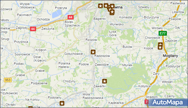 mapa Radziszów, Radziszów na mapie Targeo